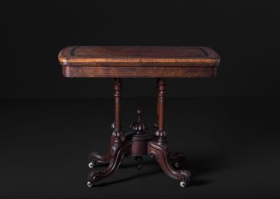 Victorian Inlaid Rosewood, Pedestal Card Table (Closed)