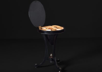 Victorian Cone Table with Inlaid Ebonised Mahogany - "Sewing table" (Open)