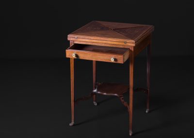 Victorian Inlaid Mahogany Envelope Card Table (Closed)